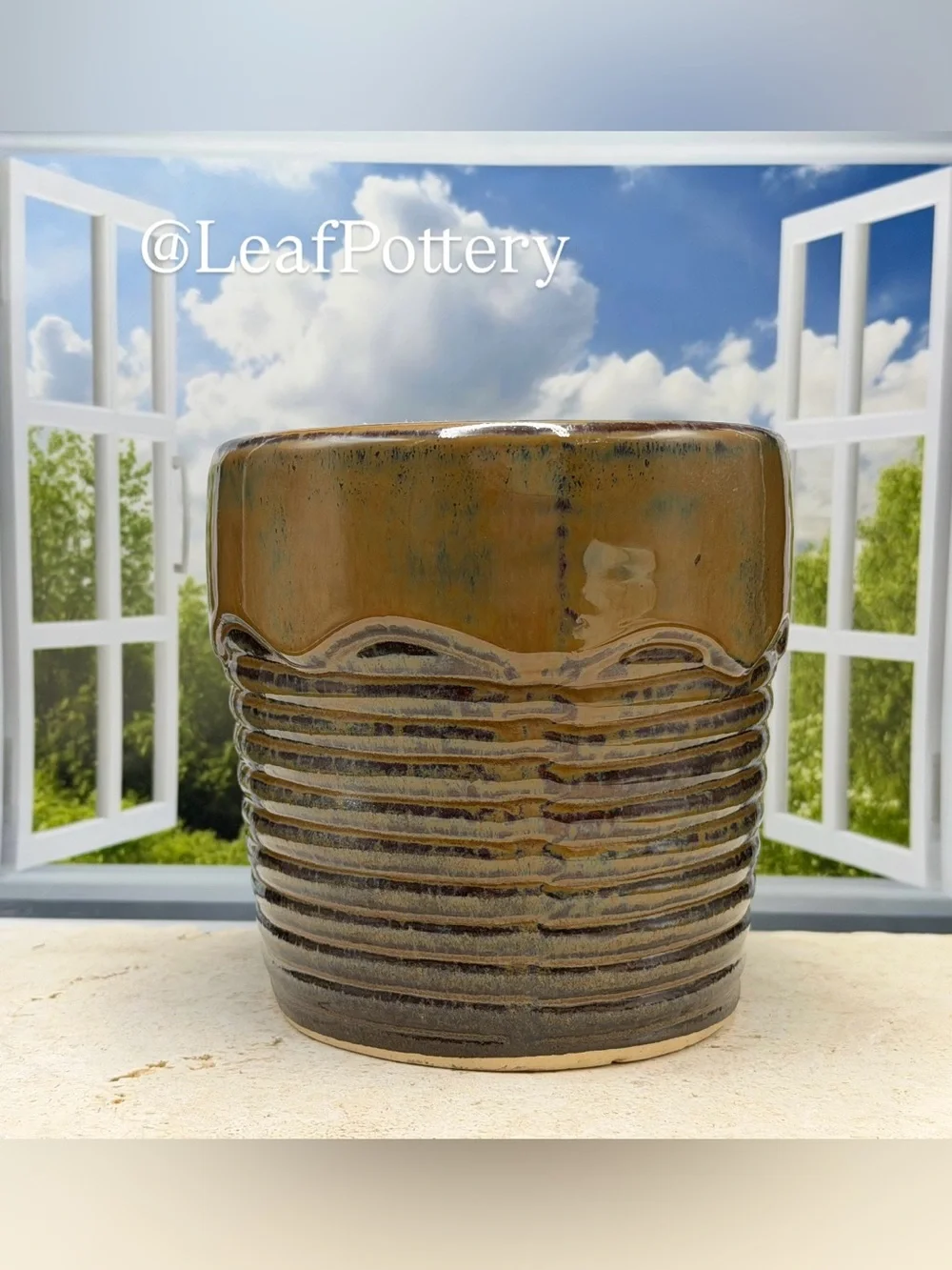 Handmade Ceramic Planter Oval Pot with Drainage Hole